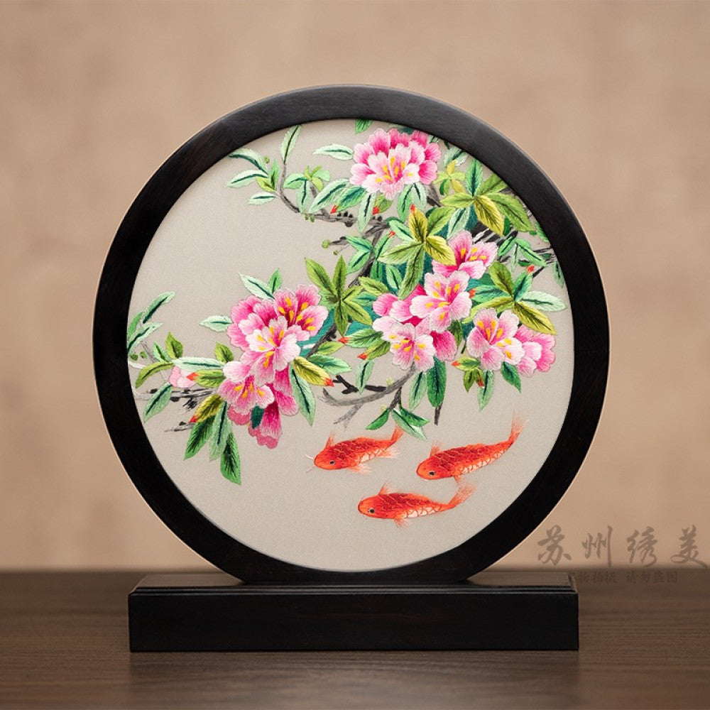 ASAYA3041 Embroidery ornaments Suzhou double-sided embroidery desktop ornaments creative table embroidery beauty retro table screen