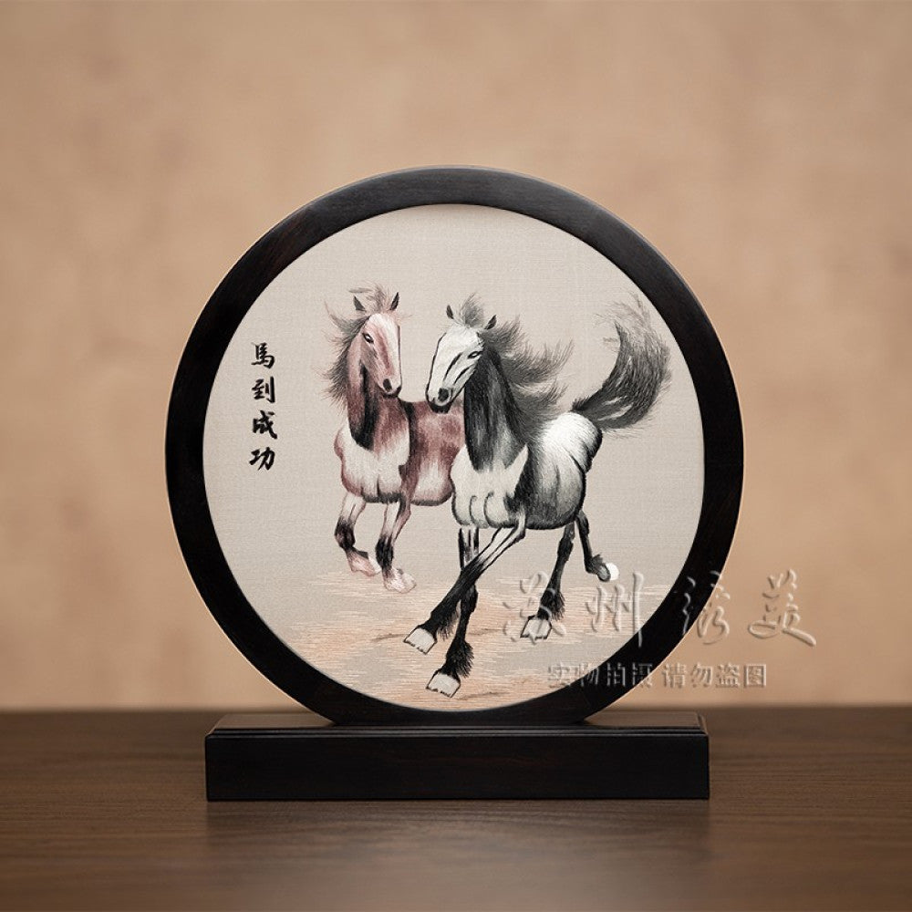 Embroidery ornament Suzhou double sided embroidery desktop ornament creative table embroidery beautiful retro table screen Chinese style business gift image 110