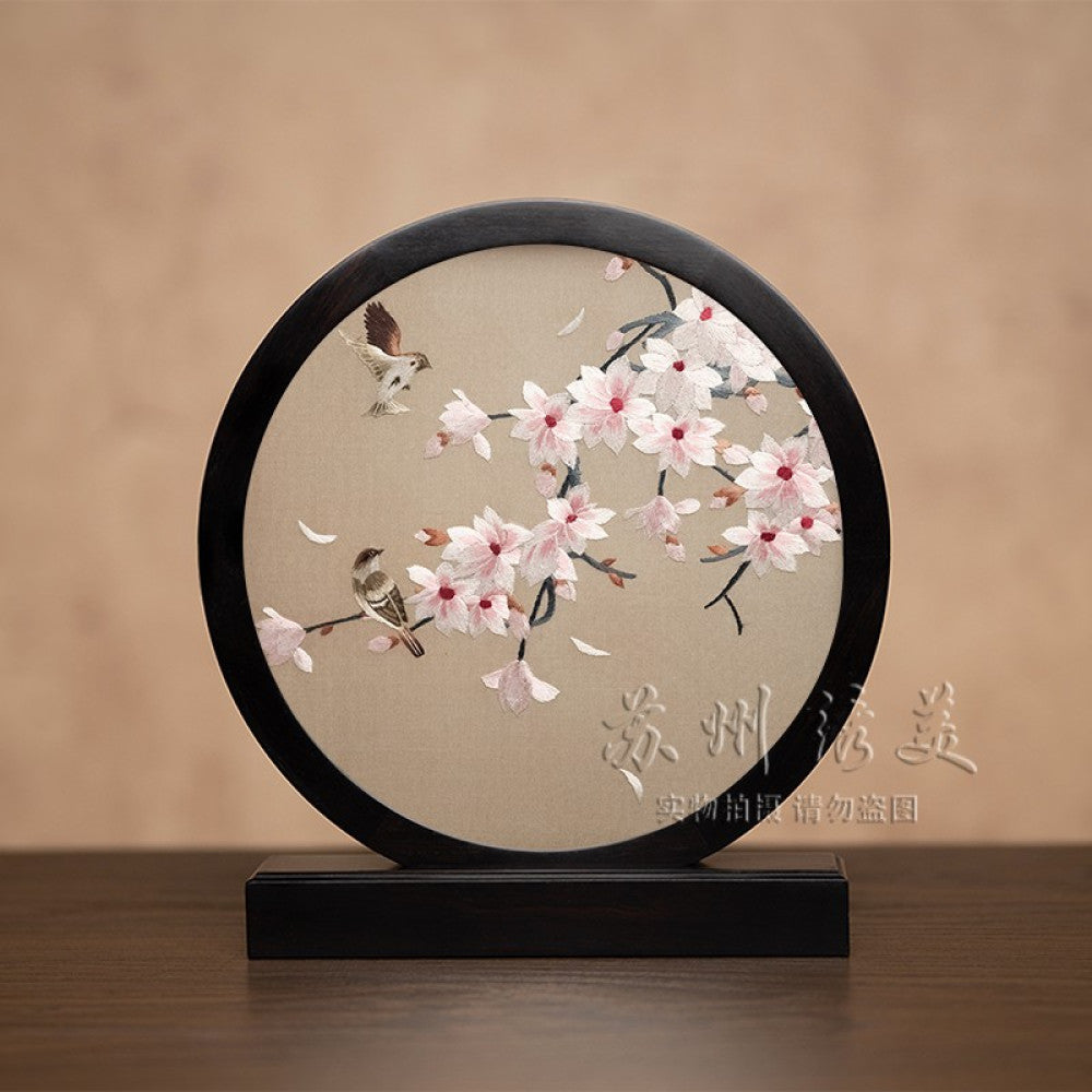 Embroidery ornament Suzhou double sided embroidery desktop ornament creative table embroidery beautiful retro table screen Chinese style business gift image 111