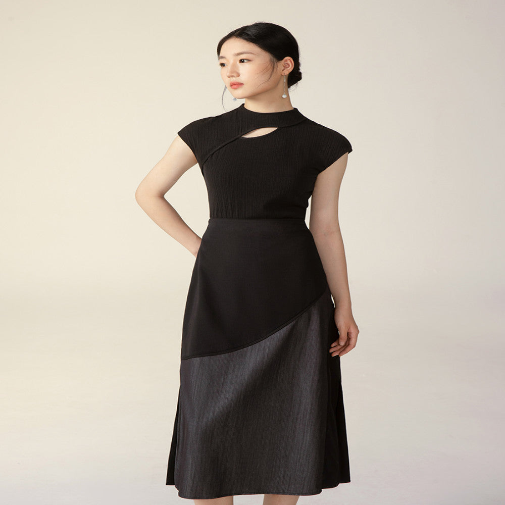 Yiyan New Chinese Knitted Top for Women 2024 New Black Texture Broken Cave National Style Slimming T shirt Short Sleeve image 3