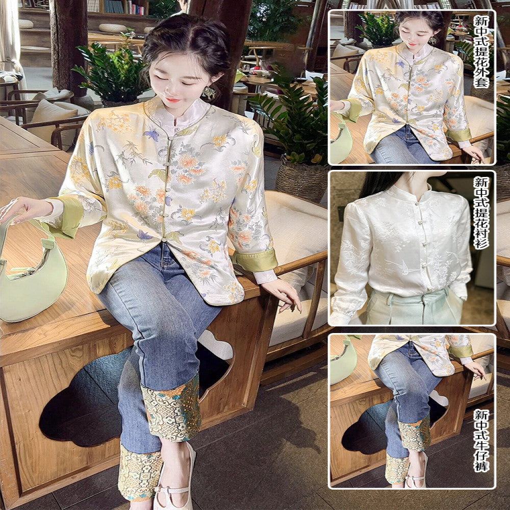 Thirteen Crown Crepe new Chinese style women s silk jacket women s light national style 2025 early spring mulberry silk top image 2