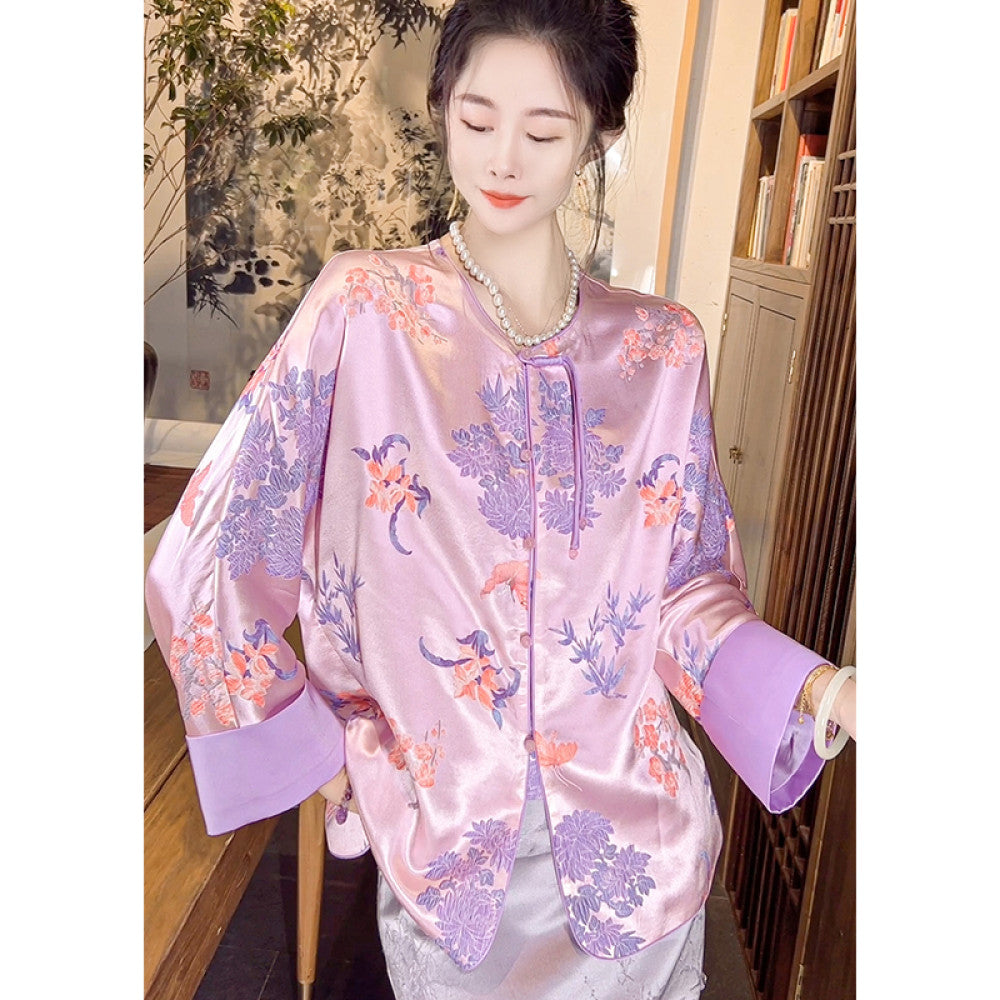 Thirteen Crown Crepe new Chinese style women s silk jacket women s light national style 2025 early spring mulberry silk top image 20