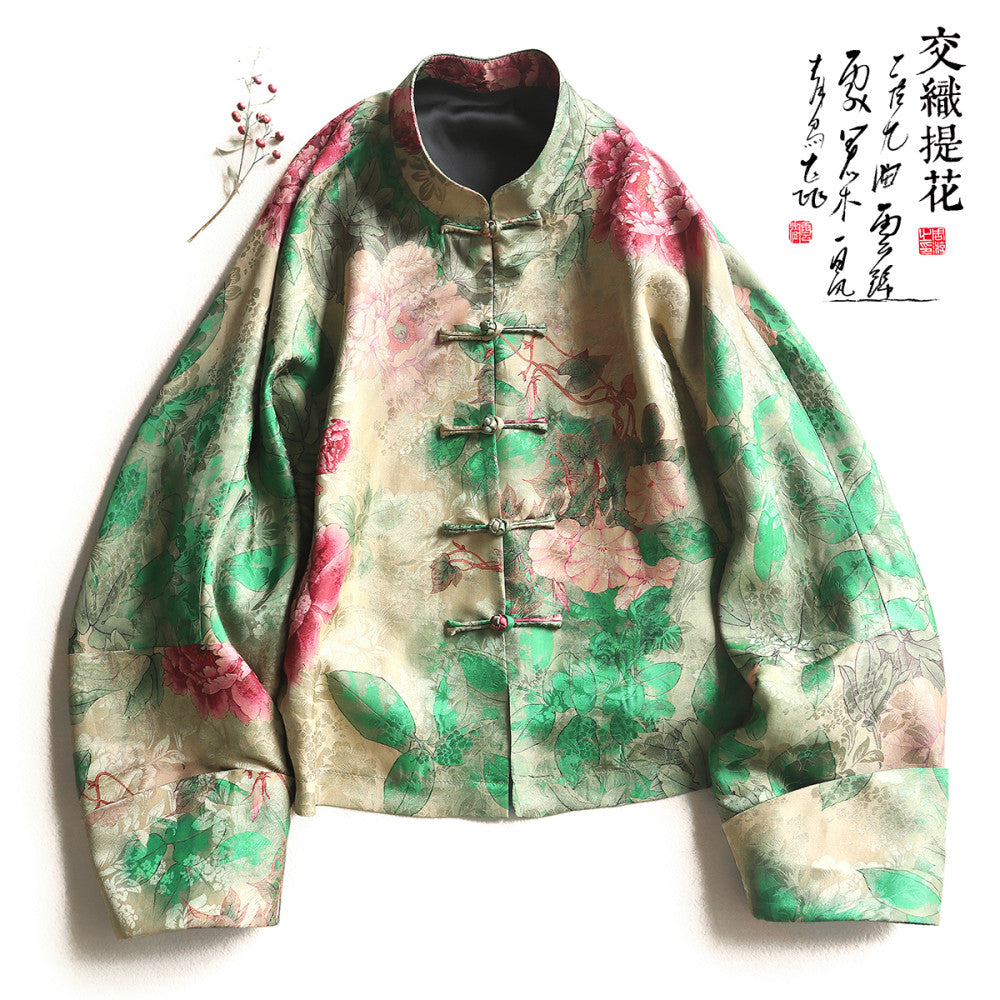 Yun Shu s original interwoven fragrant cloud yarn new Chinese style improved button top women s artistic Chinese style standing collar Tang style coat image 8