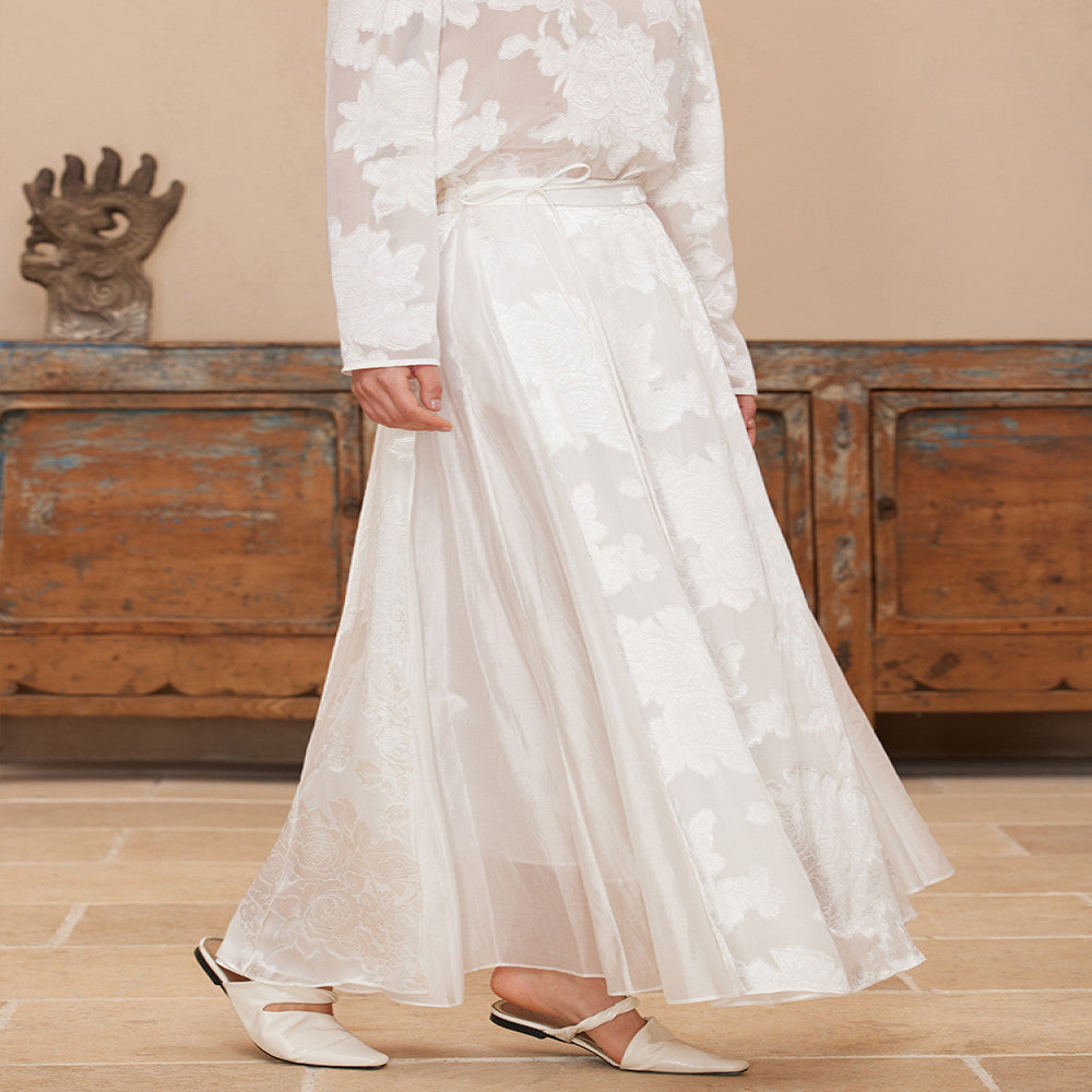 Ruyi Lianyun Spring and Autumn New Silk Scissors A line Half body Skirt for Women Retro New Chinese Style Straightening Horse Face Skirt image 1