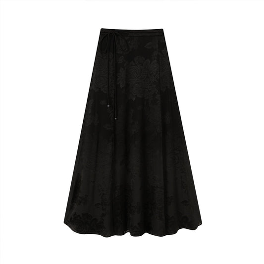 ASAYA2869 Spring New Silk Cut Flower New Chinese Style National Style Lace-up Horse Face Skirt