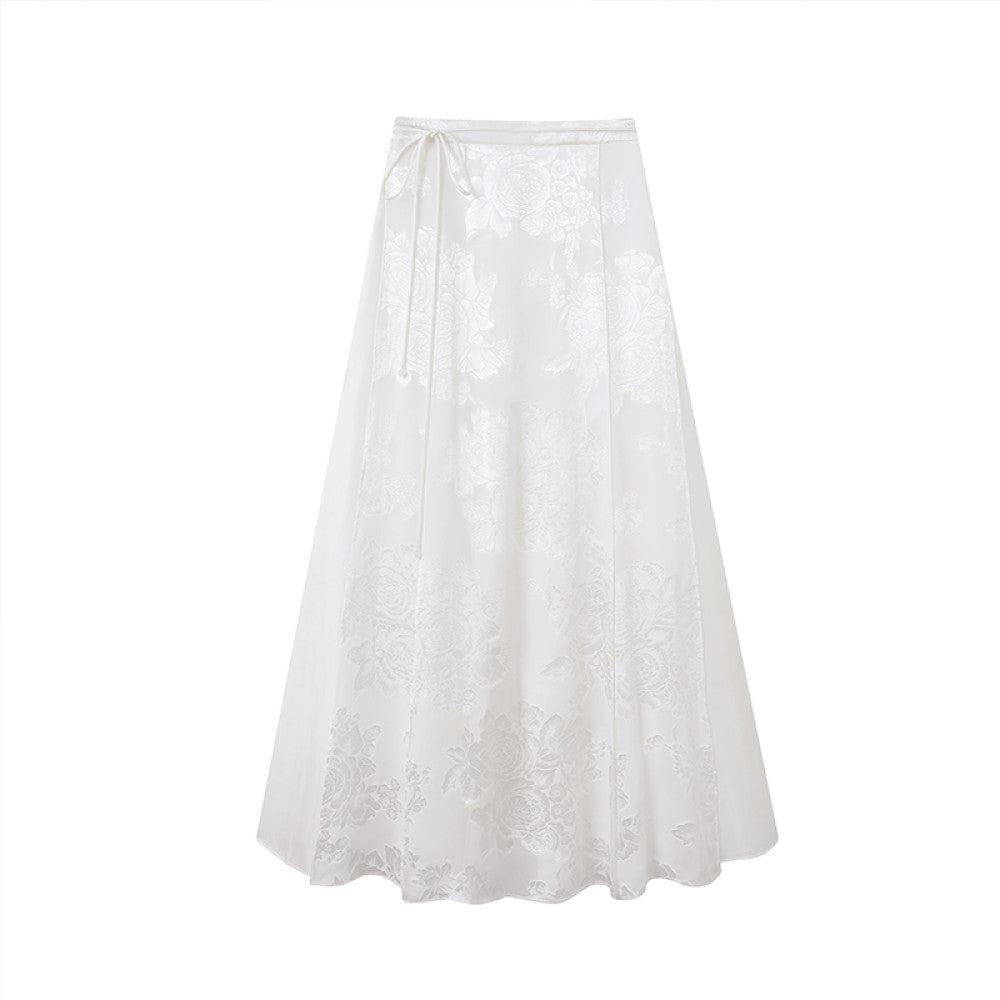 Ruyi Lianyun Spring and Autumn New Silk Scissors A line Half body Skirt for Women Retro New Chinese Style Straightening Horse Face Skirt image 13