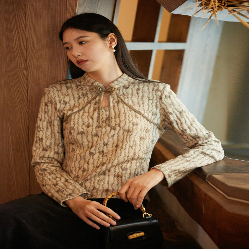 Nishimachi Muraya National Style Slimming Bottom Shirt New Women s Autumn Winter New Chinese Retro Velvet Top AD8105008 image 3