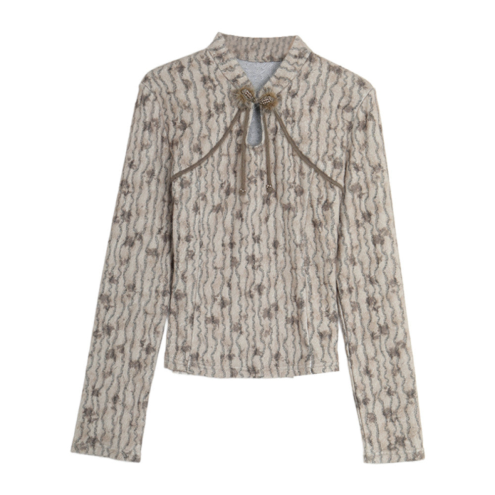 ASAYA2846 Autumn and Winter New Chinese Style Retro Velvet Top