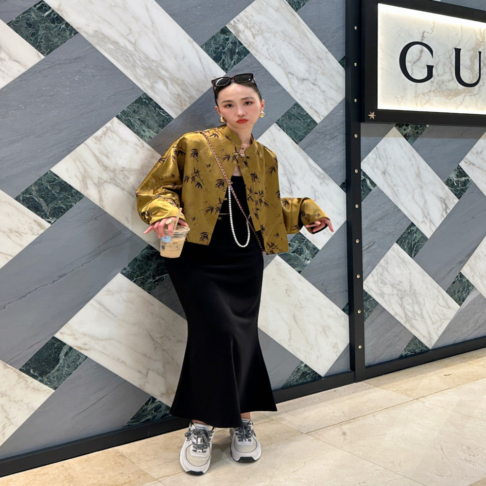 Leopard patterned fried noodles with a high end feel new Chinese style vinegar loose jacket women s Chinese style short Tang style shirt stand up collar top image 2