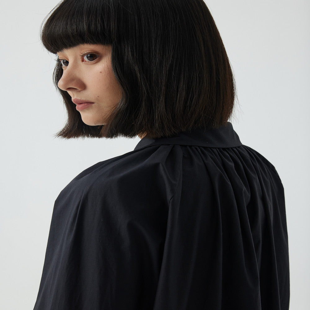 RANENE environmentally friendly cotton simple pleated semi placket shirt skirt 2023 spring and autumn design sense dress image 5