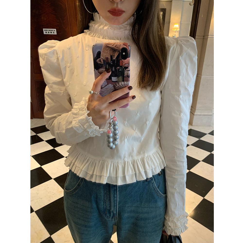 Luoluo Zhuanjie white French style shirt 2025 new women s autumn and winter design sense niche long sleeved top with a pullover inside image 6