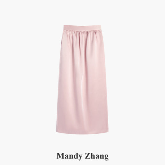 ASAYA2812 French retro high-end satin bud straight skirt