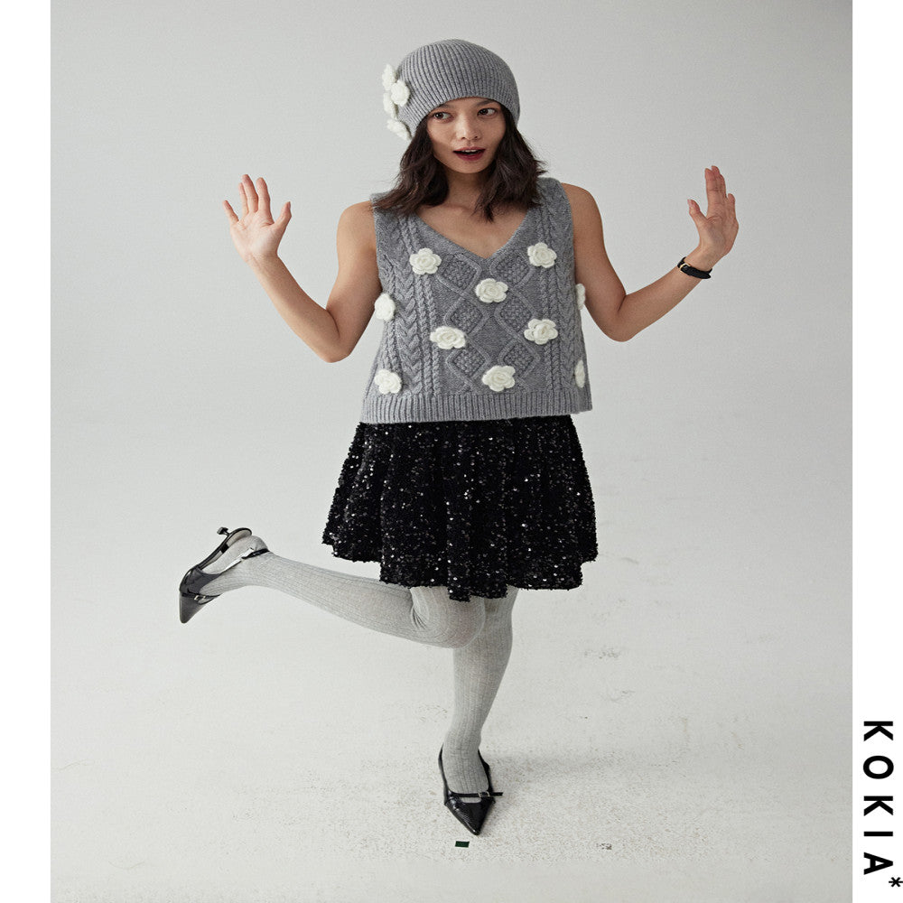 KOKIA spot Australian wool knitted wool hat camellia three dimensional hand crocheted image 3