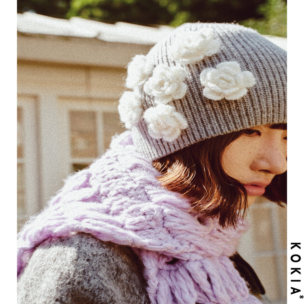 KOKIA spot Australian wool knitted wool hat camellia three dimensional hand crocheted image 5