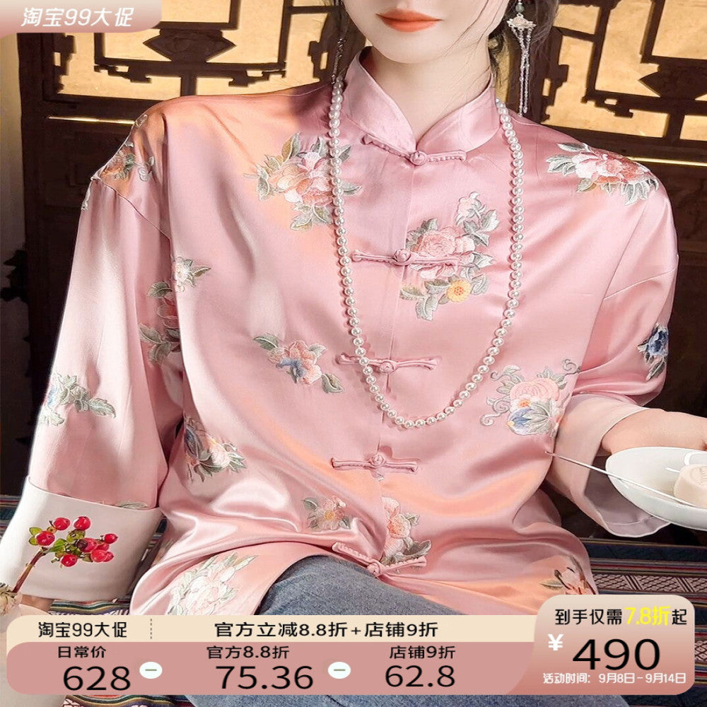 Gaoding embroidery new Chinese style women s clothing Chinese style jacket women s spring retro button small stand up collar vinegar top image 0