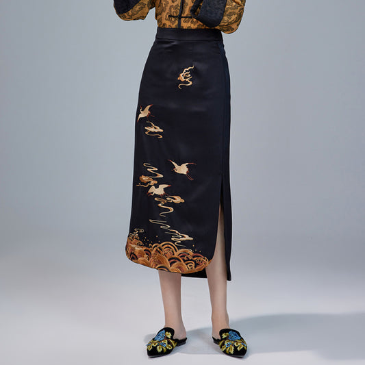 ASAYA2722 Original retro embroidery improved cheongsam skirt