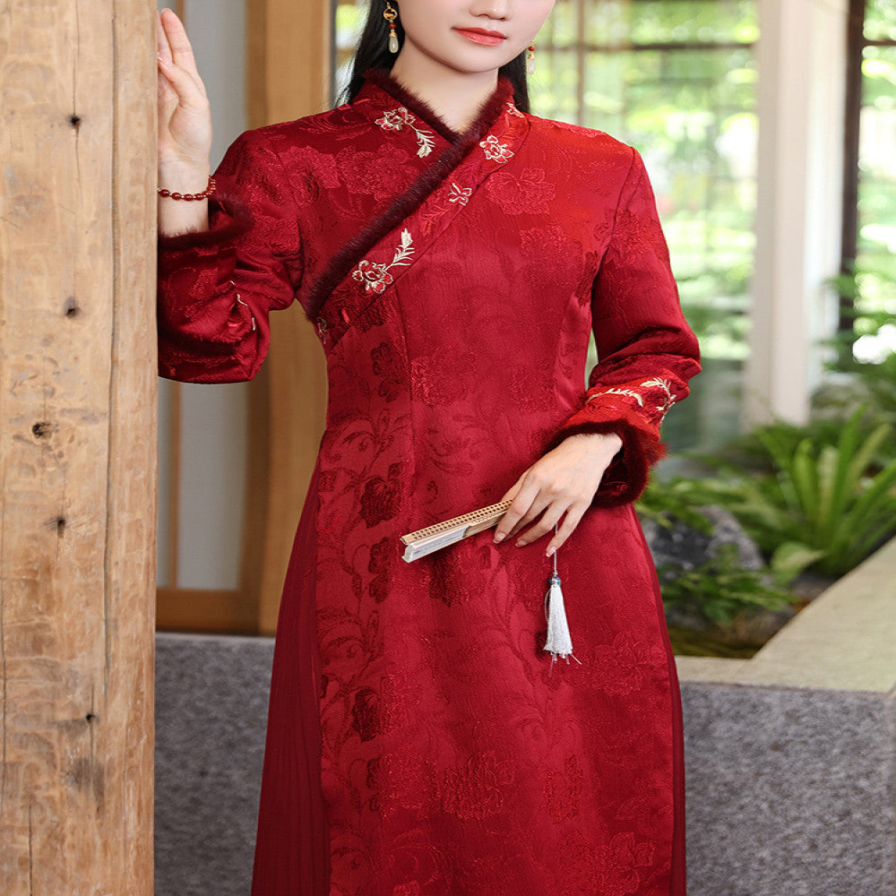 New Chinese Qipao 2025 New Mom Wedding Dress Red Hanfu Spring and Autumn Tang Dress Chinese Style Dress image 1