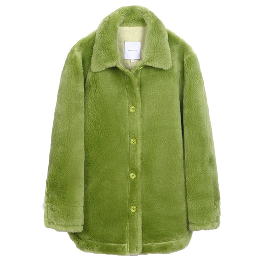 ASAYA2679 Merino wool granular velvet fur all-in-one windproof and warm loose teddy coat