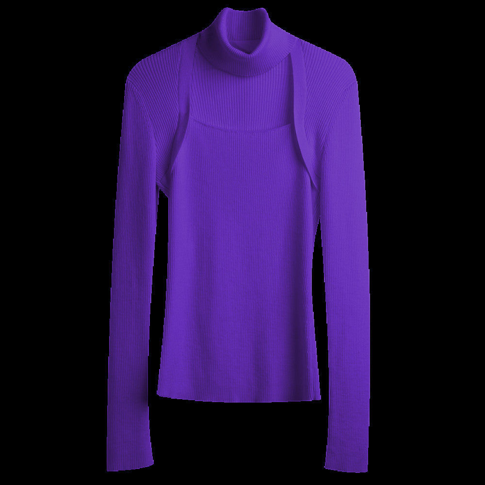 RoseLingLing machine washable wool high fashion detachable scarf slim fit and slimming knit top base sweater image 46