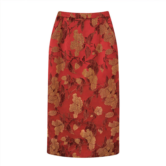 ASAYA2627 Ruyi Lianyun 2024 Spring New Jacquard Straight Skirt