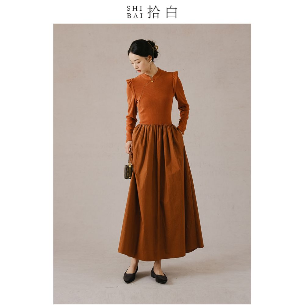 SHIBAI Picking up White Butterfly Playing Peony Original New Chinese style Pan Button Cotton Coat Velvet Jacquard Thick Cotton Coat for Women image 15