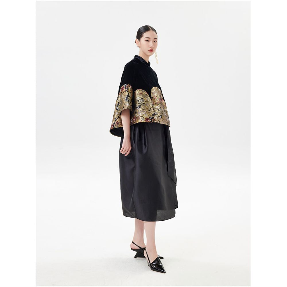 Contour velvet short jacket new Chinese style light luxury socialite jacquard top original design for spring and autumn women s clothing image 4
