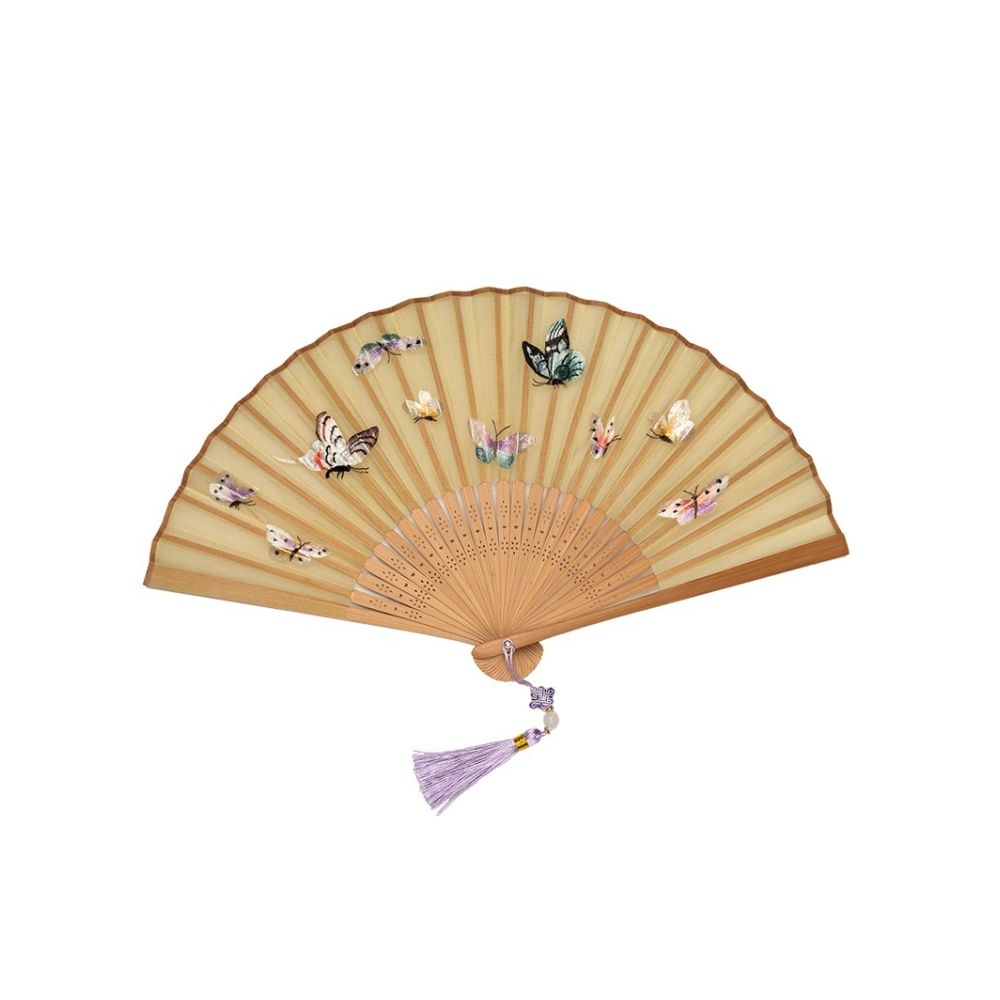 Suzhou embroidery folding fan ancient style embroidery fan ancient costume Hanfu folding fan dance prop Suzhou embroidery beauty handicraft gift image 5