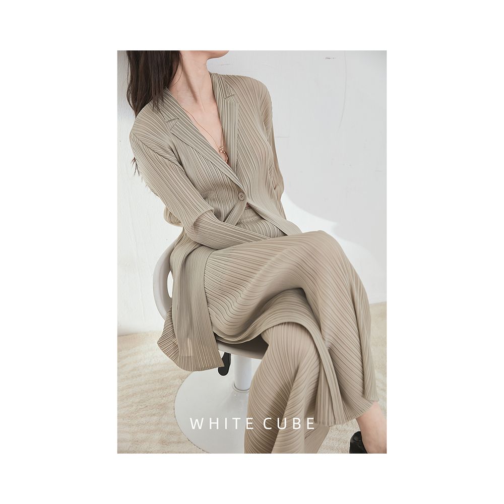 ASAYA2391 Celebrity British style casual fashion one-button suit suit Miyake style pleated top