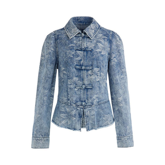 ASAYA2375 Floral deep cotton denim jacket