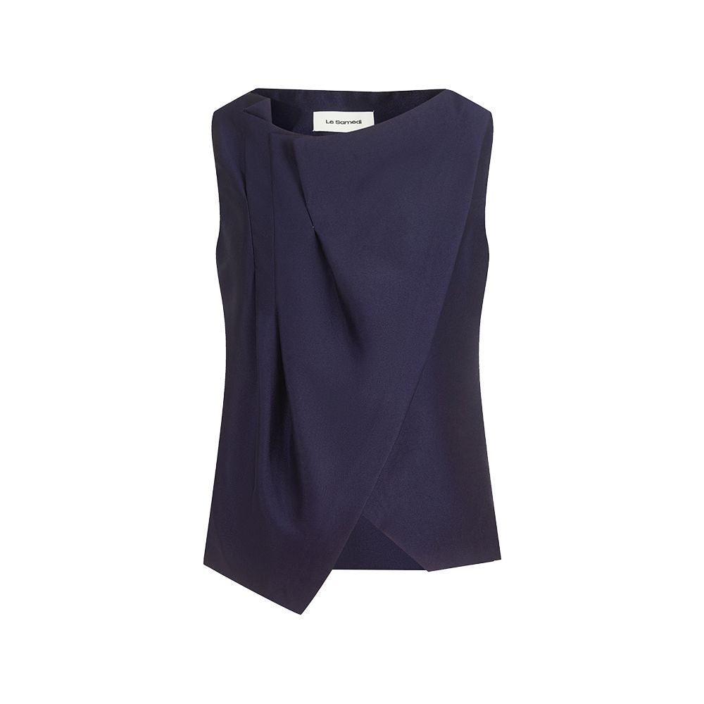 Le Samedi Half Familiar Lover R0W Wind Stacked Design Silk Luxury Date Tank Top Half Skirt Set image 11