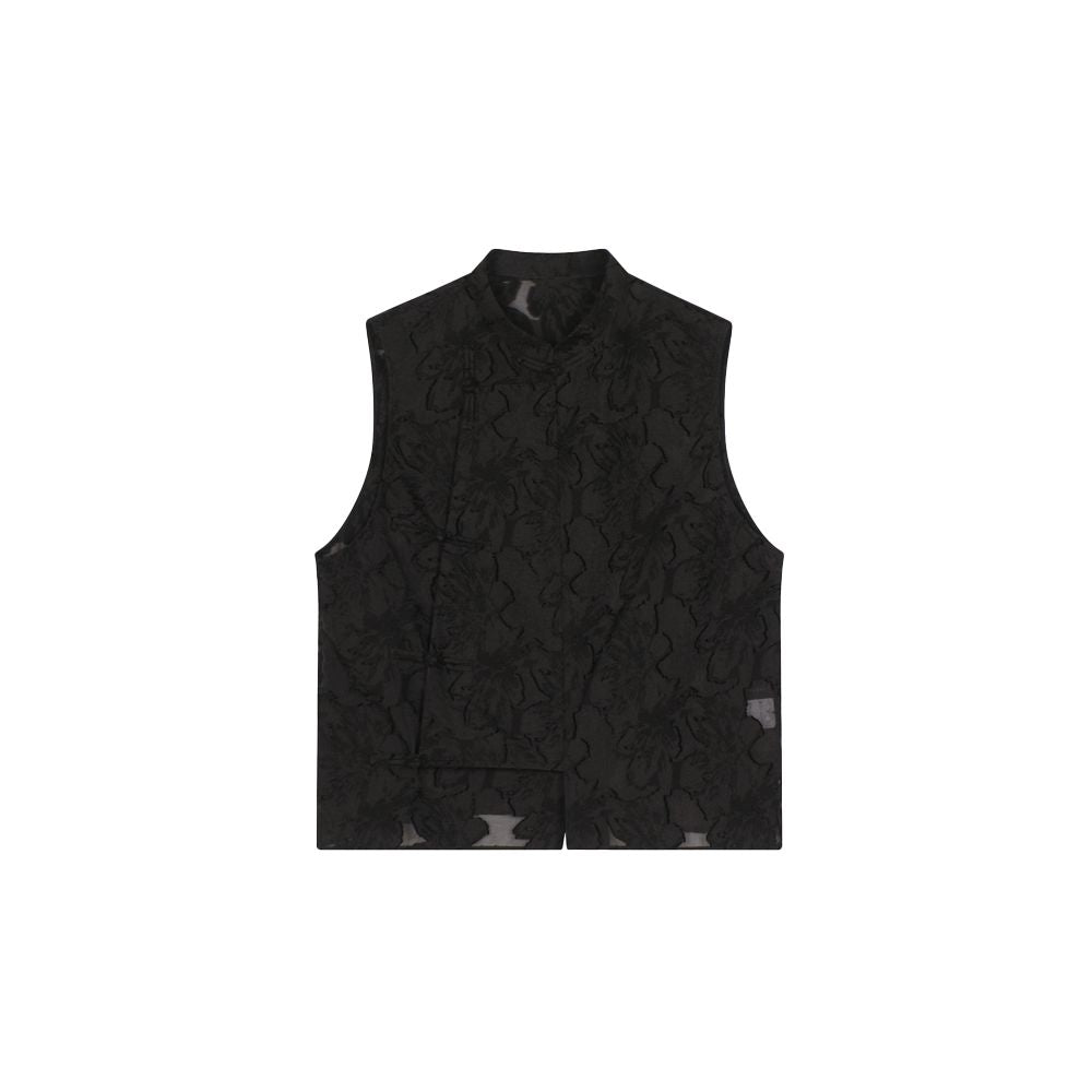 Ruyi Lianyun Spring Summer New Style Small Stand Collar Pan Button Scissors Flower Vest Women s Retro New Chinese Style Tank Top Shoulder image 20