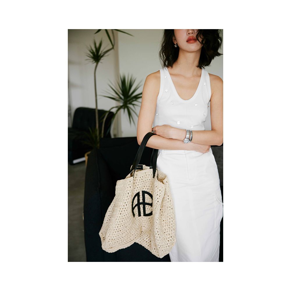 Rosebanks Queen s Tears Tank Top Acrylic 3D Decorative Ivory White Tank Top image 1