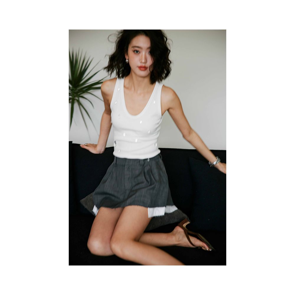 Rosebanks Queen s Tears Tank Top Acrylic 3D Decorative Ivory White Tank Top image 5