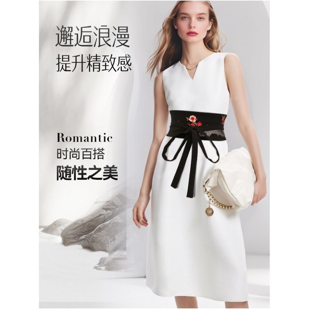New Chinese style horse faced skirt dress with red embroidered Hanfu waistband women s skirt accessories palace retro Chinese style image 2