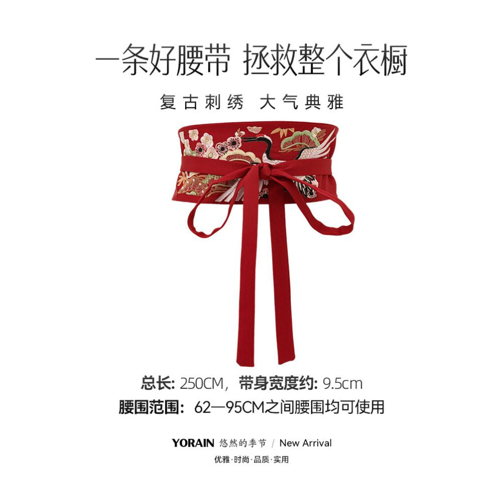 New Chinese style horse faced skirt dress with red embroidered Hanfu waistband women s skirt accessories palace retro Chinese style image 5