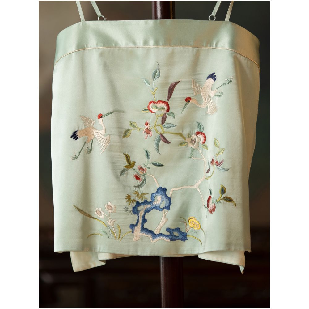 Xiantao Yinhe One City Wind Plush Spring and Summer Silk Heavy Industry Xianhe Embroidery Retro Chinese Style Inner Strap strapless image 2