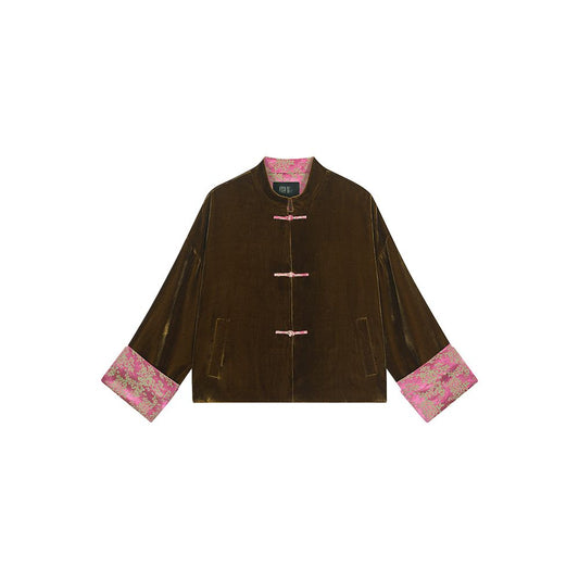 ASAYA1826  Ruyi Lianyun Spring 2023 New Velvet Disc Button Short Coat Women's Vintage New Chinese Loose Top