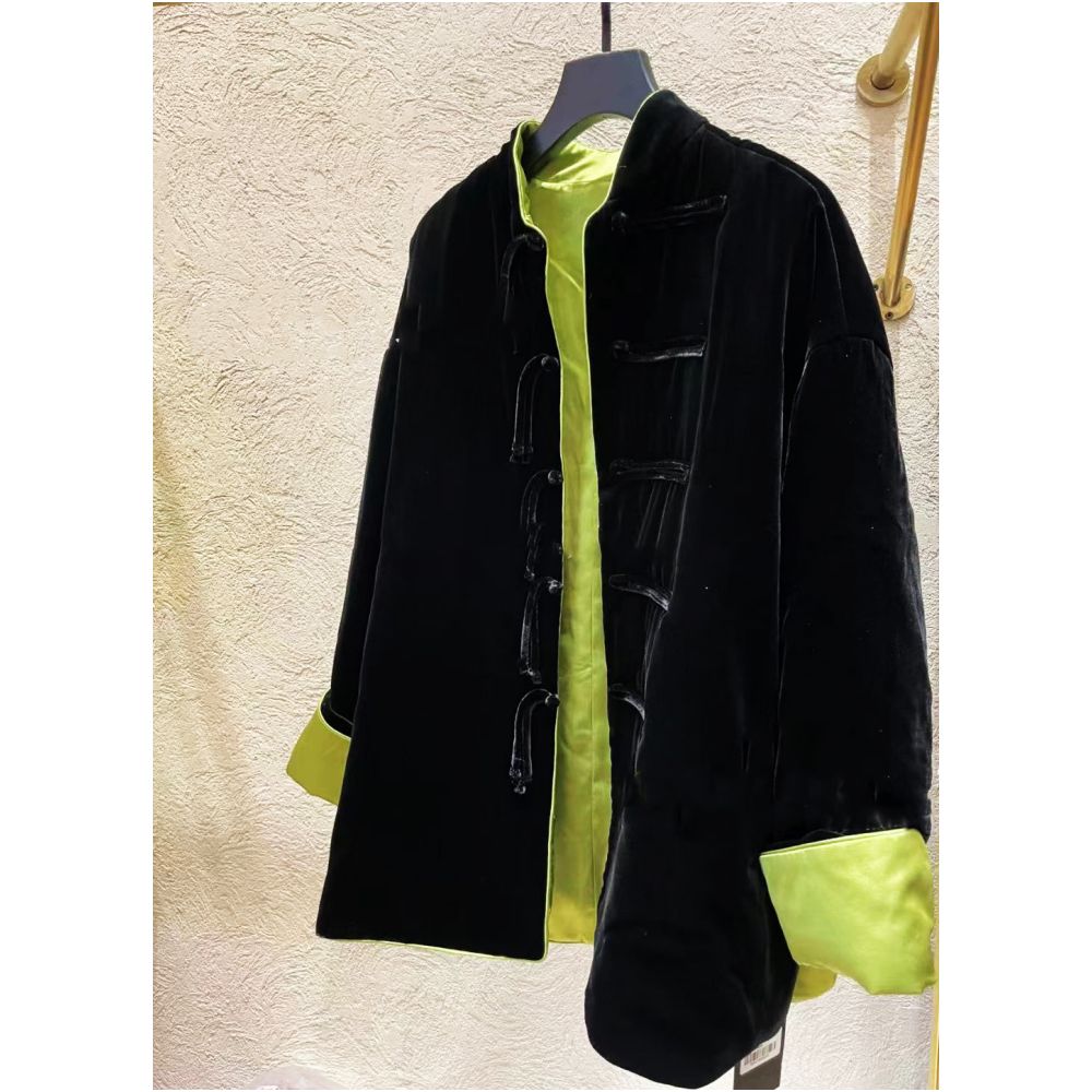 Good reputation CSZ012 fashionable new Chinese style silk velvet loose retro double breasted jacket top spring and autumn women image 96