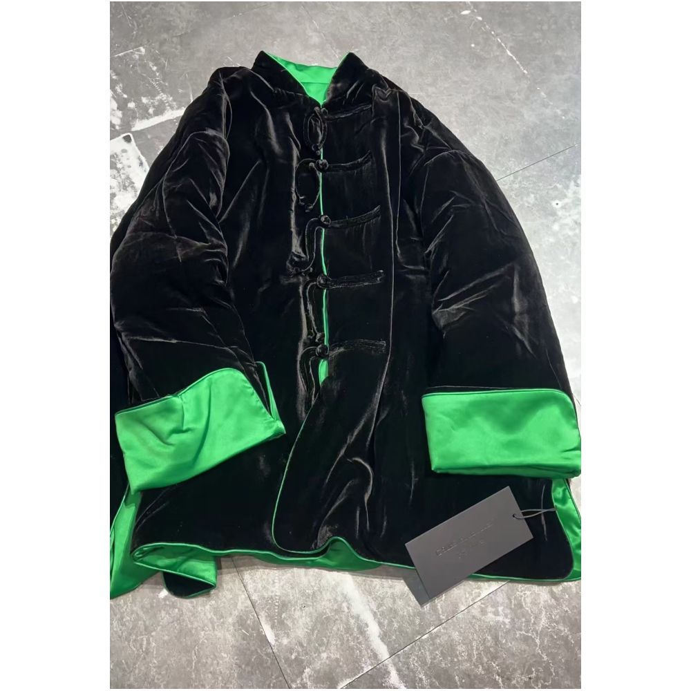 Good reputation CSZ012 fashionable new Chinese style silk velvet loose retro double breasted jacket top spring and autumn women image 83