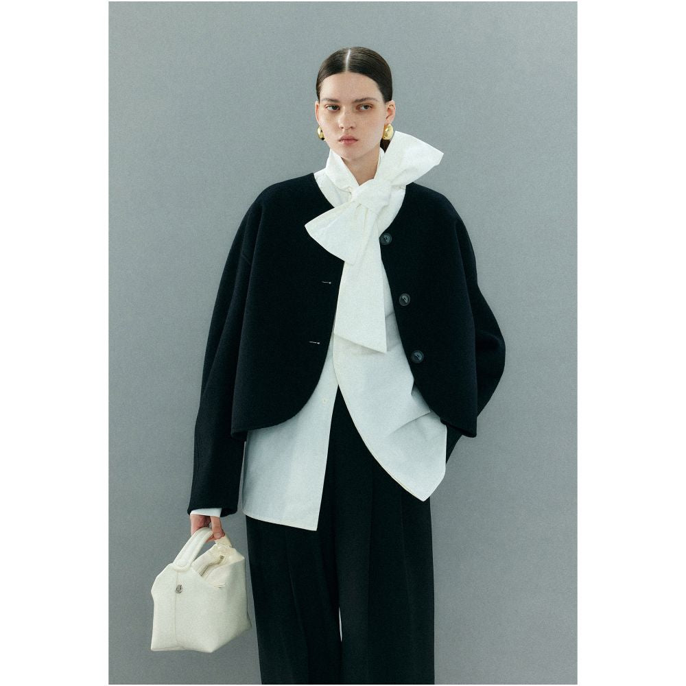 MOLYCHO short V neck double sided woolen coat for women s autumn and winter wool loose casual small woolen coat image 30