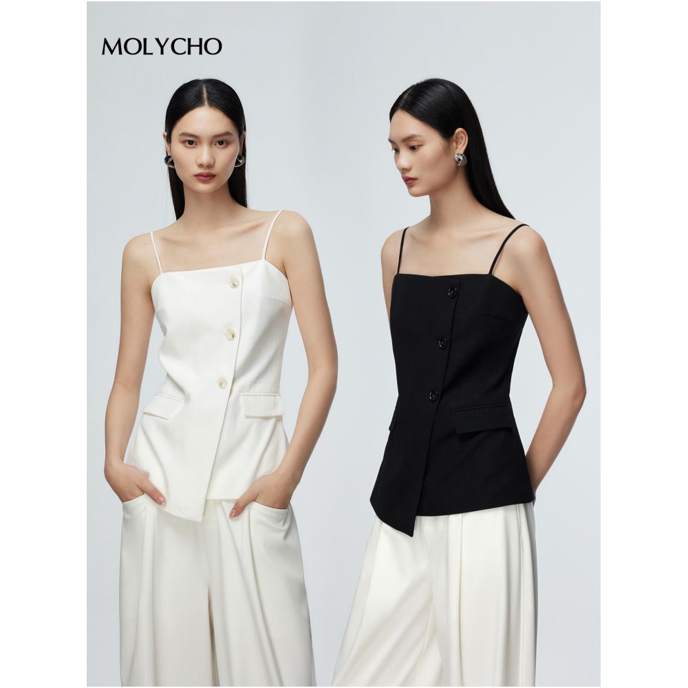 MOLYCHO Irregular Design Suit Vest Women s Summer Outerwear Sleeveless Strap Top image 0