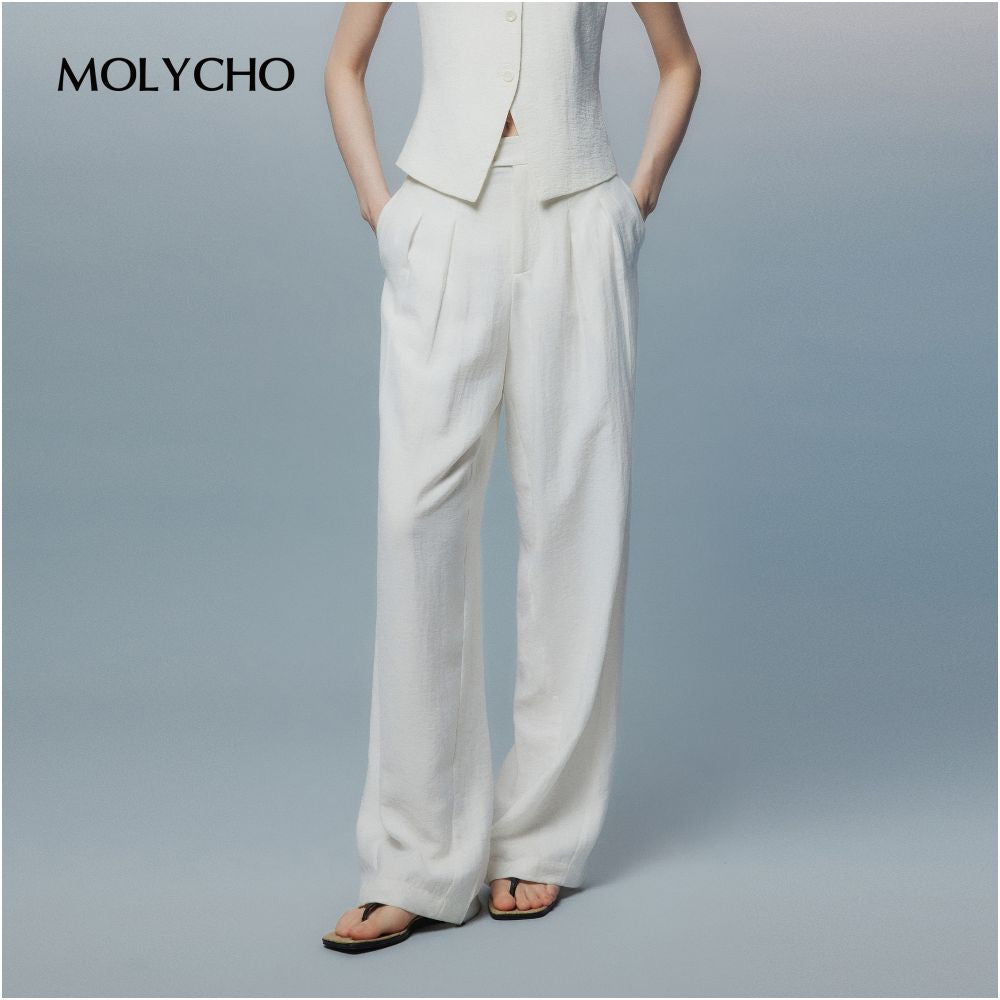 MOLYCHO Daily effortless sleeveless vest wide leg pants casual set relaxed two piece set image 27