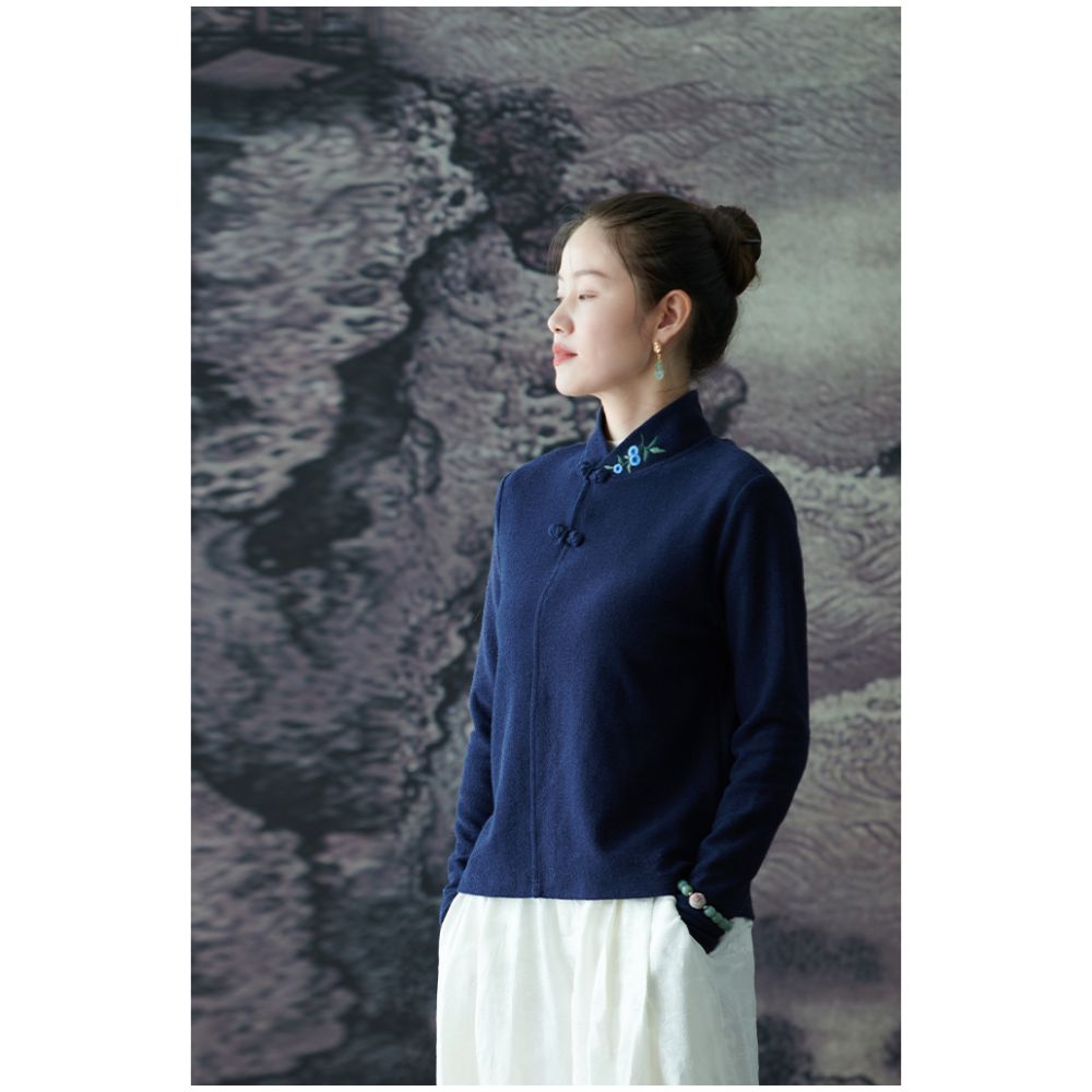 Blossoming Blossoms on the Mo Shang Original Orchid Hemp All Things Surprise Autumn Pure Cotton Embroidered Long Sleeve Shirt Women s Autumn image 20
