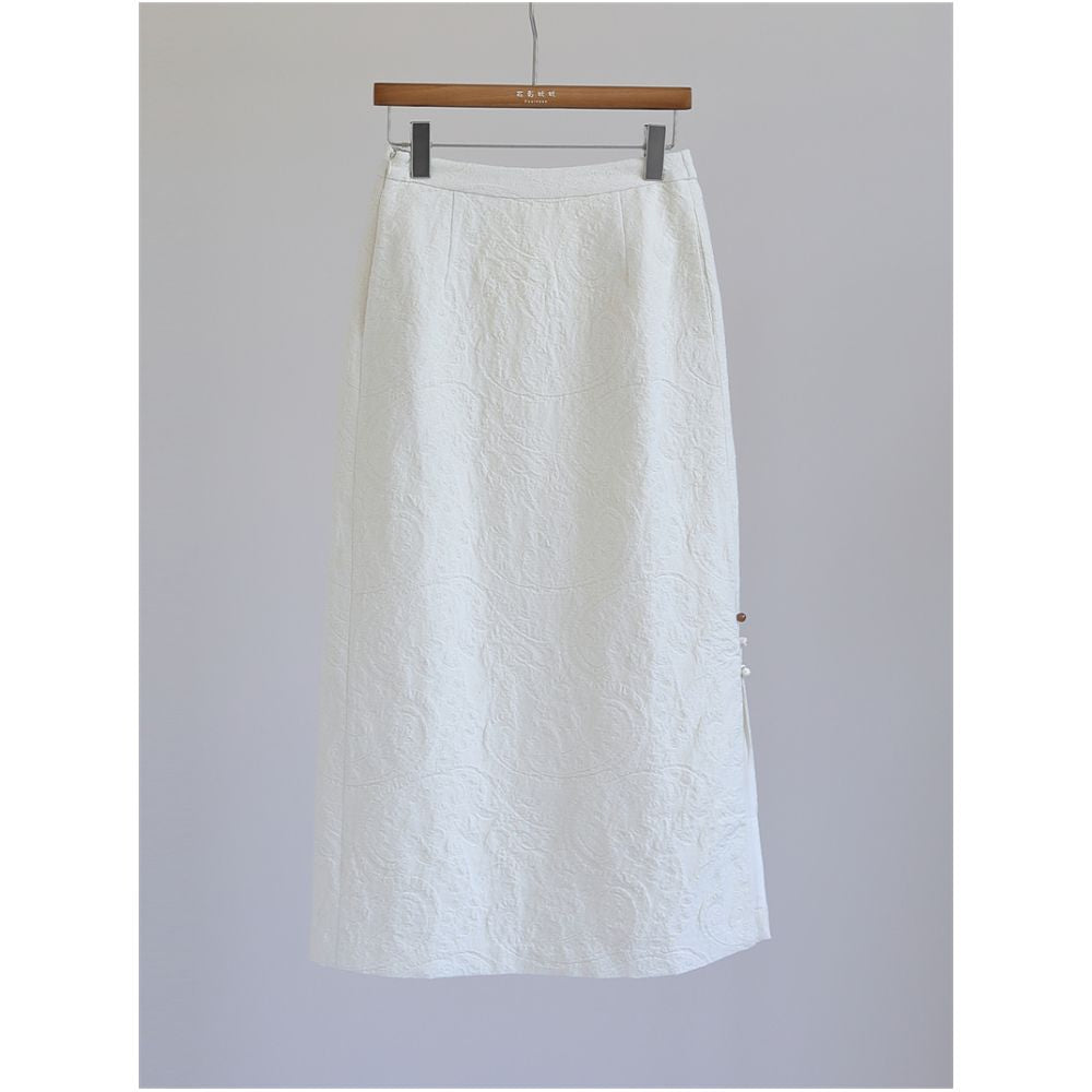 Nail bead embroidery fashionable new Chinese style cotton and wool set women s Chinese style mixed and matched vest high waisted split skirt M51096 image 10