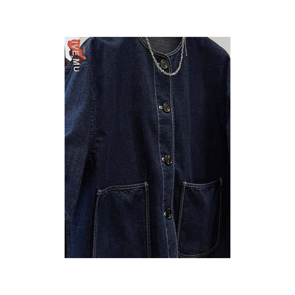 Plus size 300 pounds atmospheric and personalized round neck casual denim anti roll jacket for men and women 2025 Spring and Autumn new trend image 4