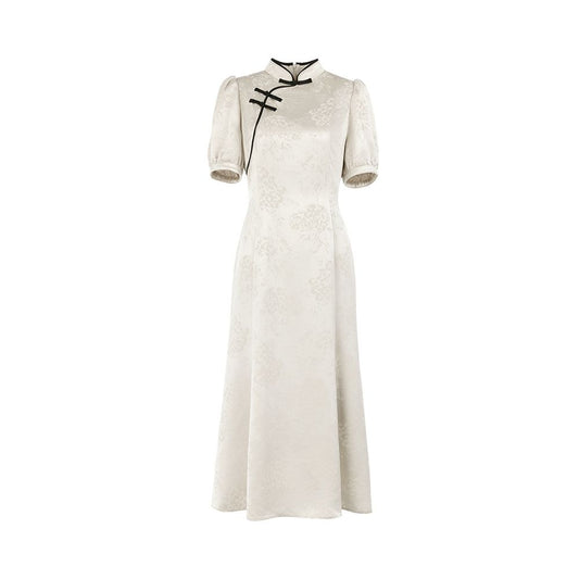 Asaya992 - Spring Festival Gala Same Store Hua Mu Shen Chinese style Improved Cheongsam Skirt Standing Collar Jacquard Acetate Dress Chinese Style Dress
