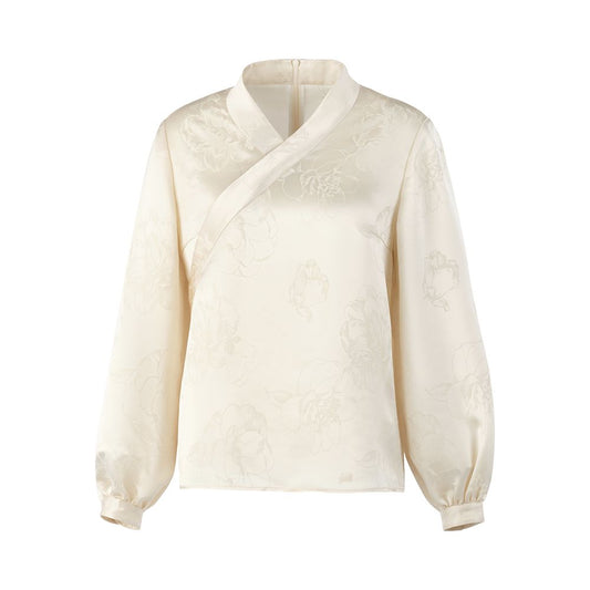 Asaya991 - Celebrity Style Huamu Shen New Chinese Style Acetate Jacquard Top Improved Hanfu Tea Suit Cross Collar Slant Lapel Bottom