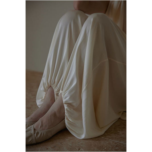 Asaya786  - The cool feeling of flowing clouds and water in communal memory Mulberry silk with a drooping sensation loose cuffs and wrinkled lantern pants