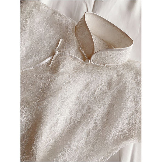 Asaya765 - Cicidream Traditional workshop lace meets hand sewn cheongsam white dress