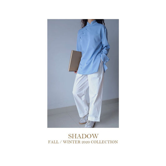 Asaya471 -  Yuyin SHADOW Chinese-style minimalist long-sleeved shirt with small disc buttons